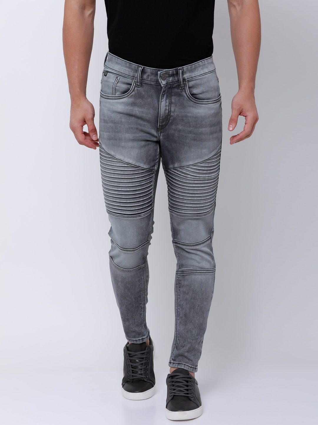

LOCOMOTIVE Men Grey Tapered Fit Mid-Rise Clean Look Stretchable Jeans