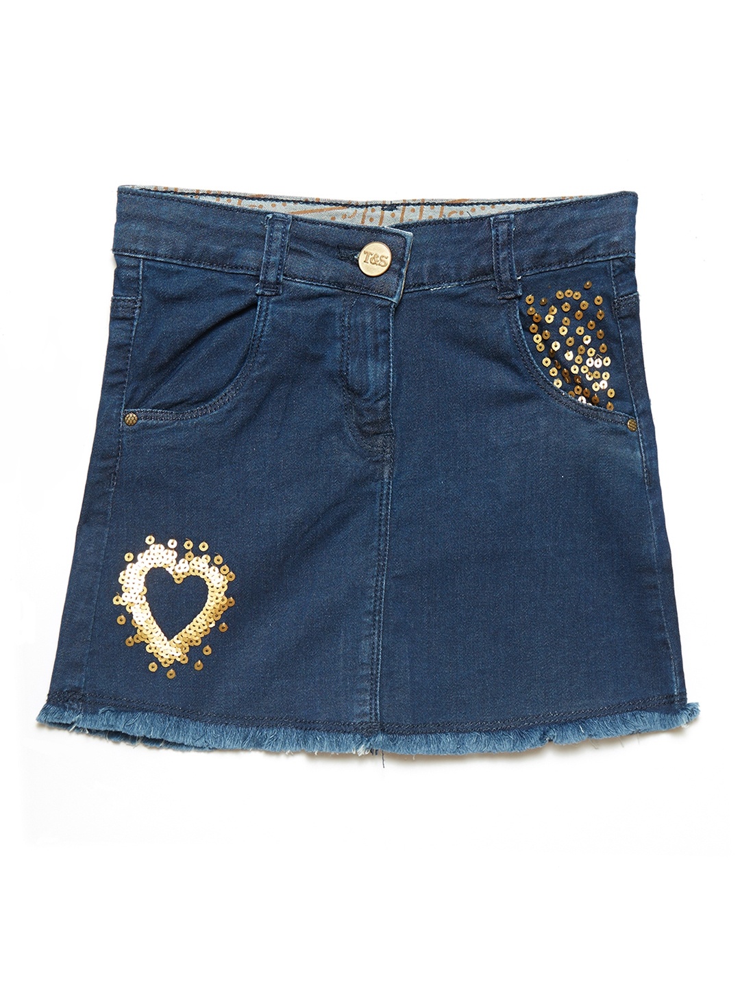 

TALES & STORIES Girls Blue Denim Self Design A-line Skirt