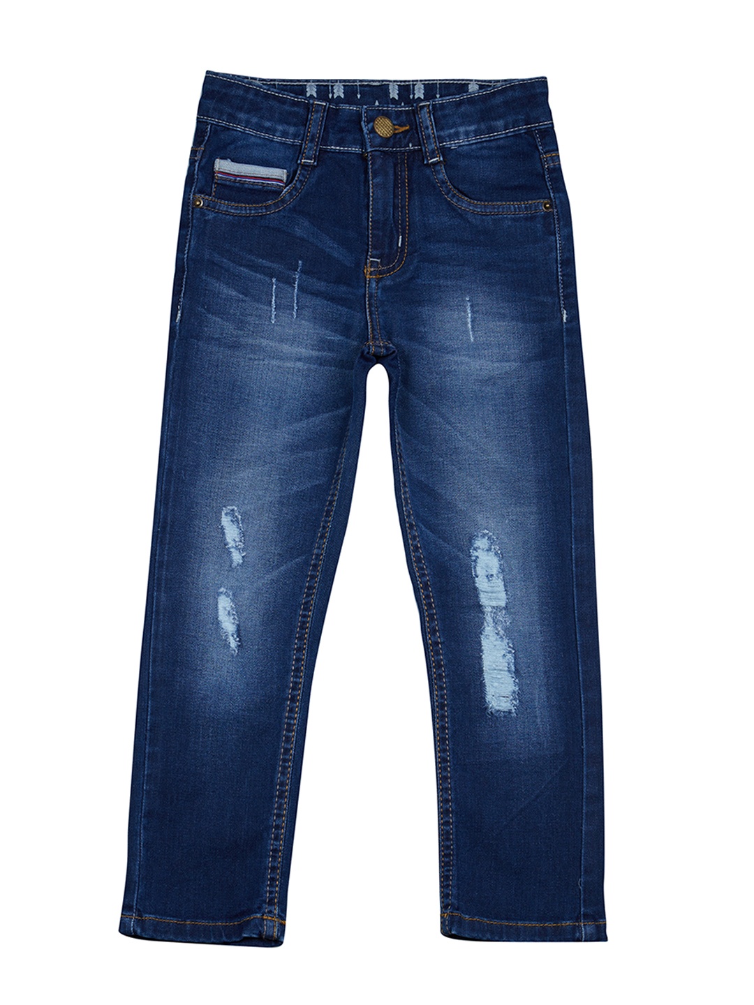 

TALES & STORIES Boys Blue Slim Fit Mid-Rise Mildly Distressed Stretchable Jeans