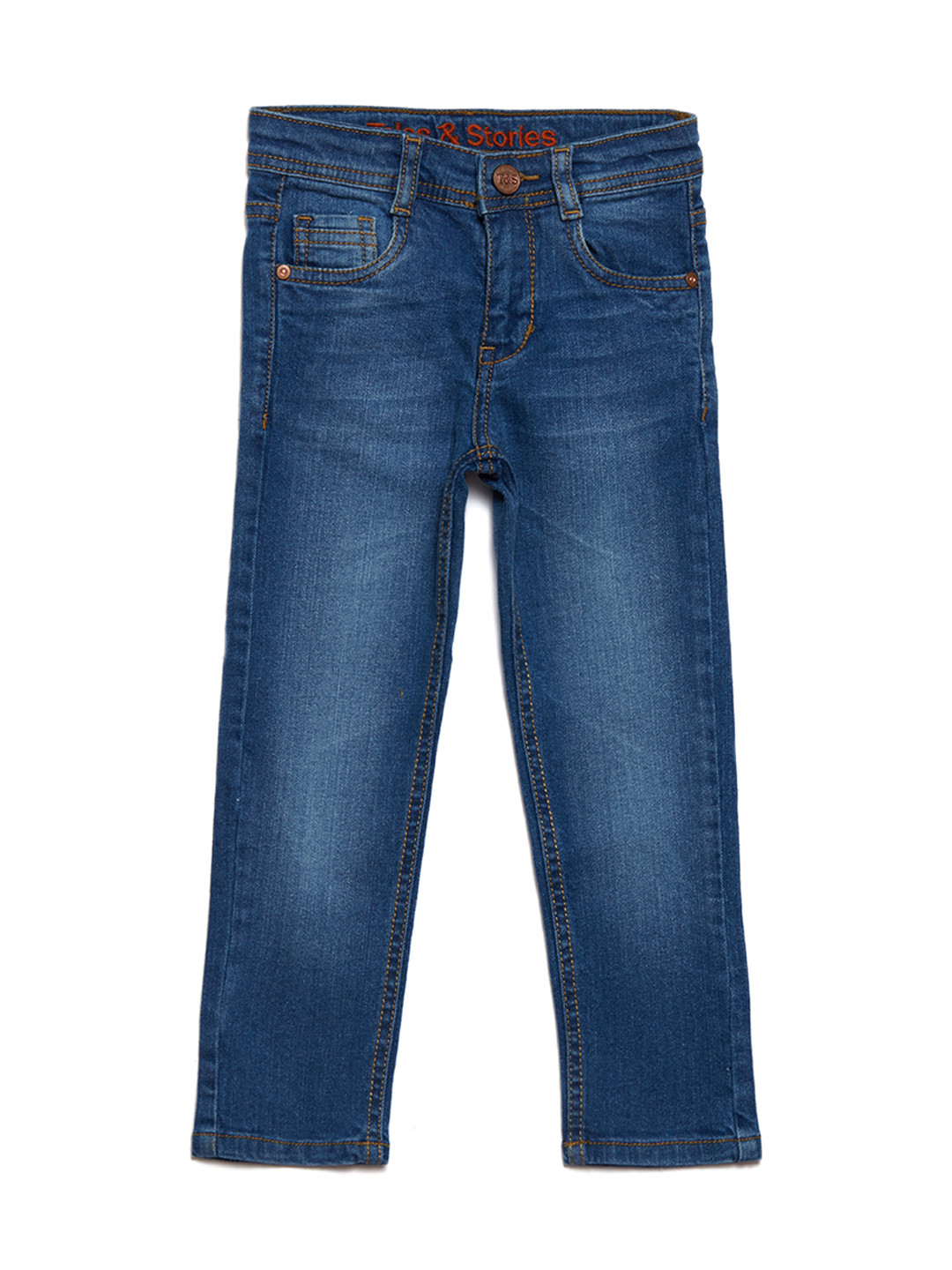 

TALES & STORIES Boys Blue Slim Fit Mid-Rise Clean Look Stretchable Jeans