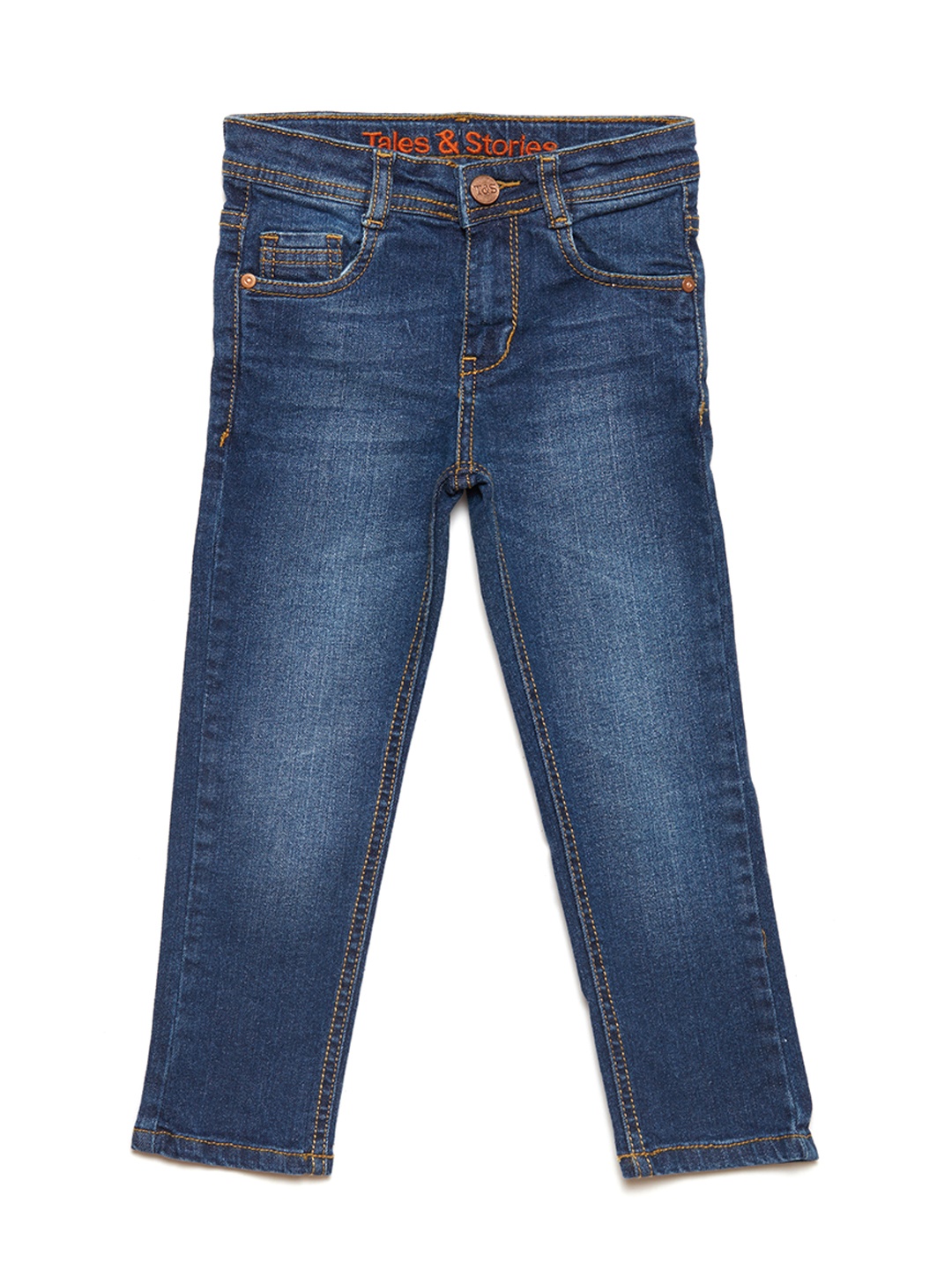 

TALES & STORIES Boys Blue Slim Fit Mid-Rise Clean Look Stretchable Jeans