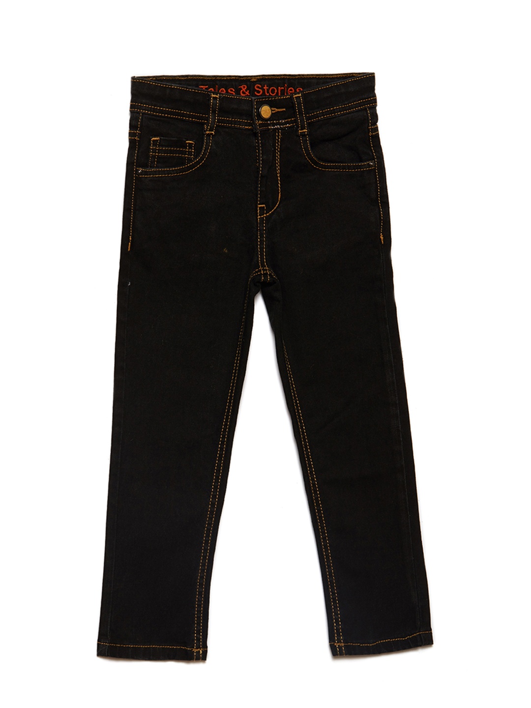 

TALES & STORIES Boys Black Slim Fit Mid-Rise Clean Look Stretchable Jeans