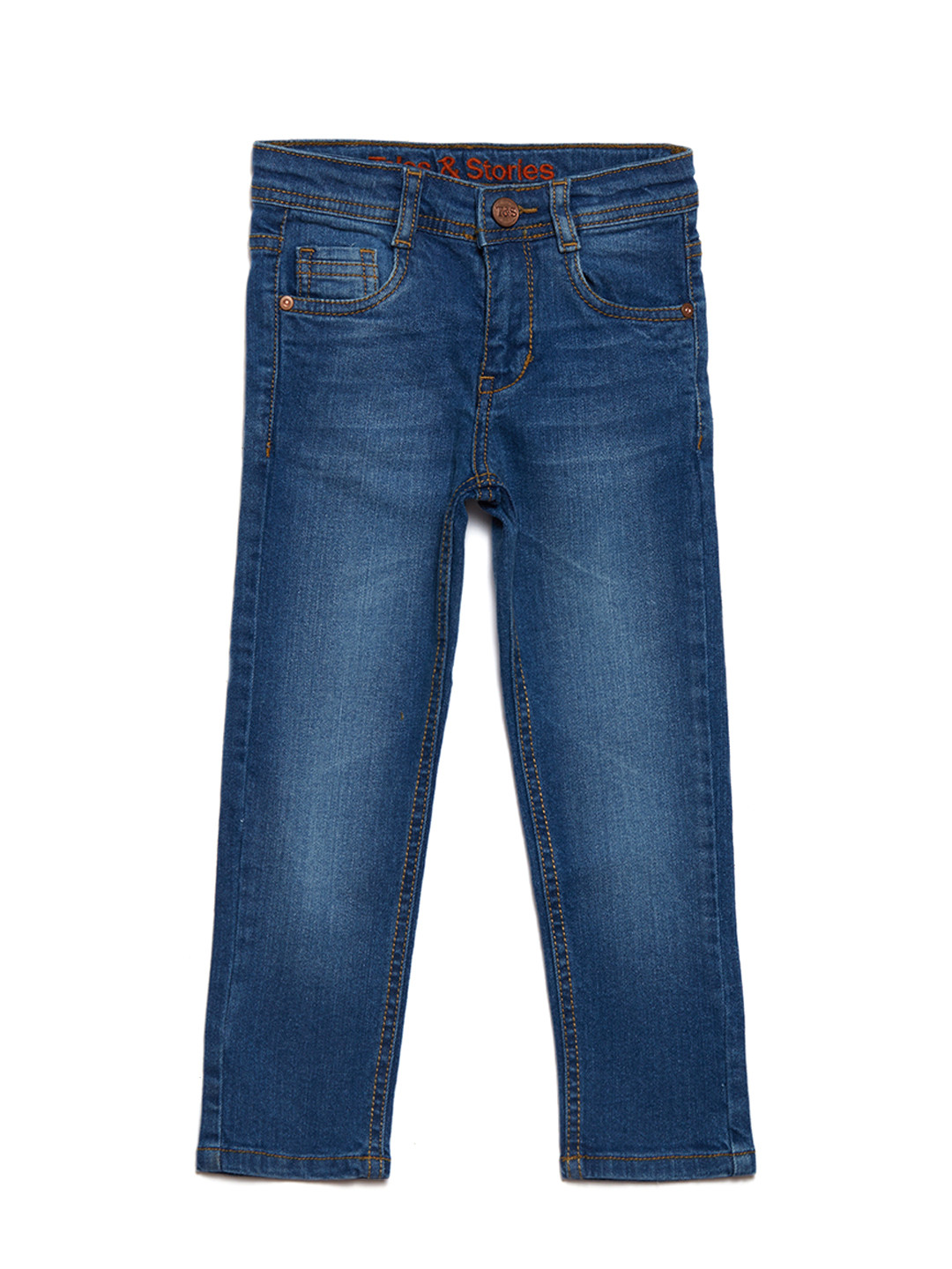 

TALES & STORIES Boys Blue Slim Fit Mid-Rise Clean Look Stretchable Jeans