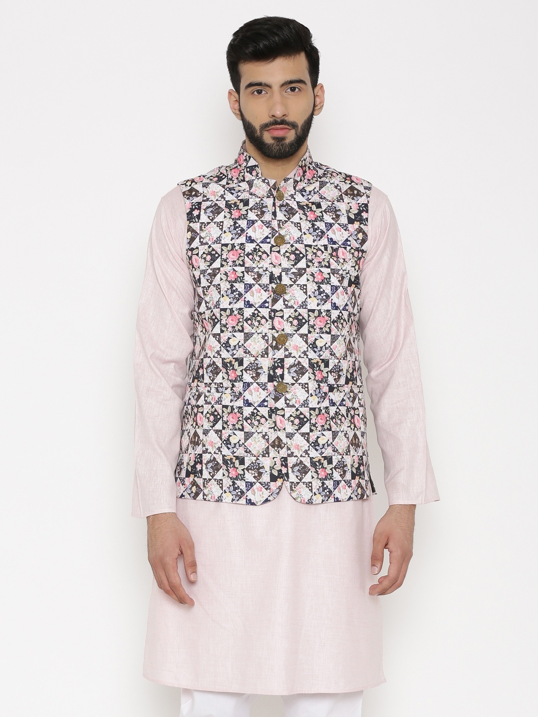 

Wintage Men Multicoloured Printed Nehru Jacket, Multi