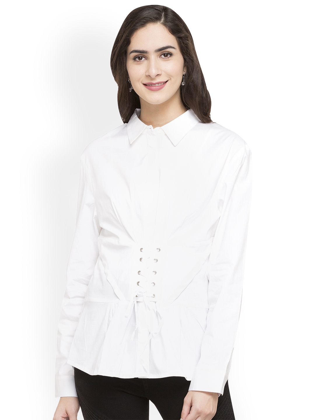 

Globus Women White Regular Fit Solid Casual Shirt