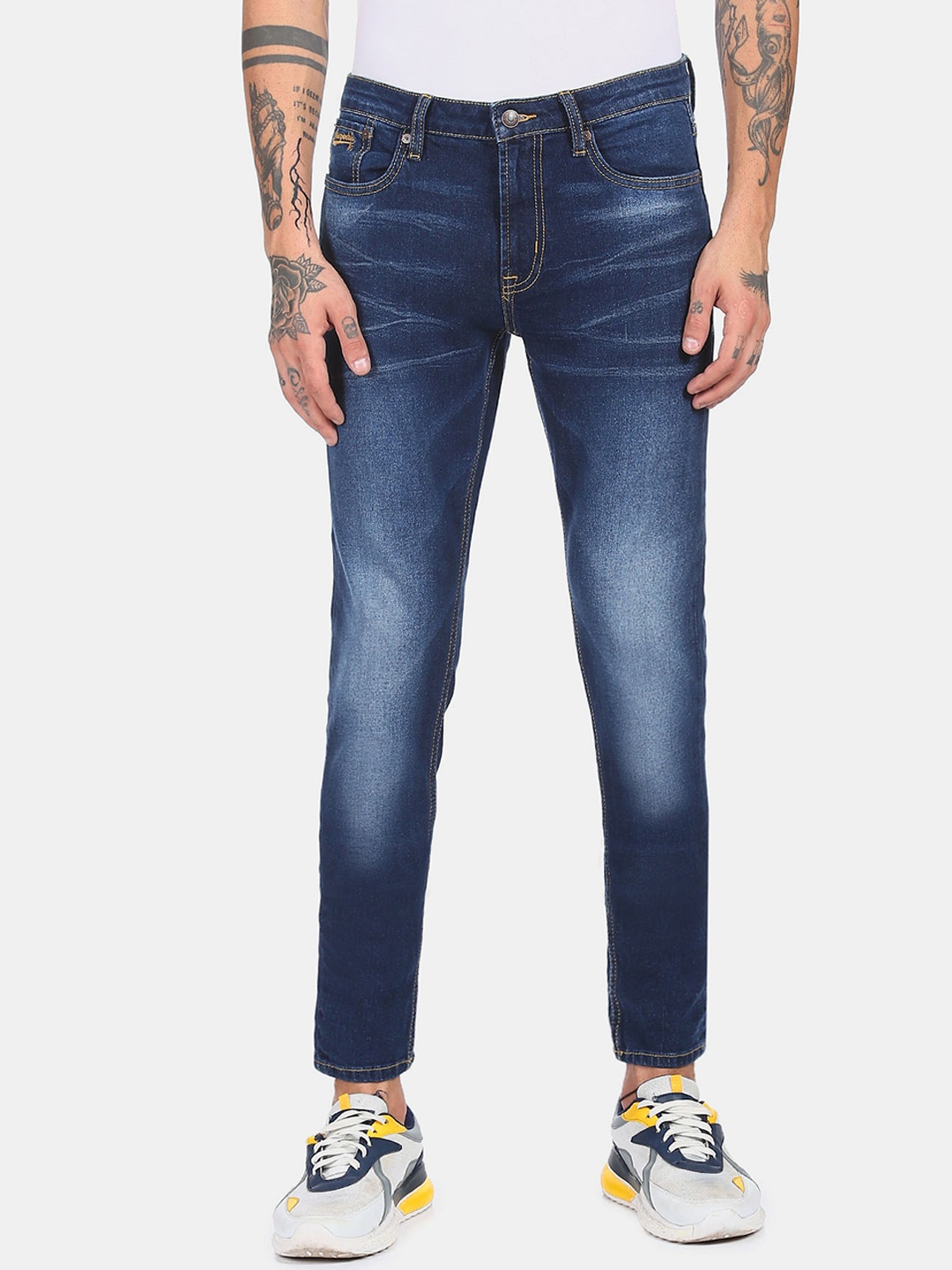 

Aeropostale Men Navy Blue Regular Fit Mid-Rise Clean Look Stretchable Jeans