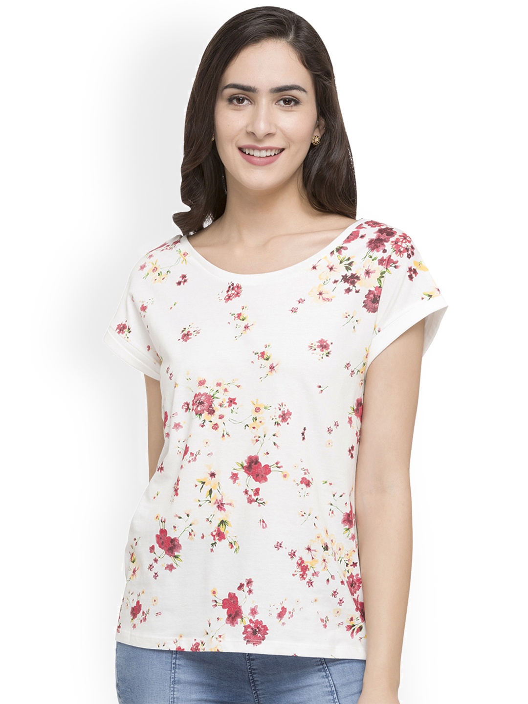 

Globus Women White Printed Round Neck T-shirt