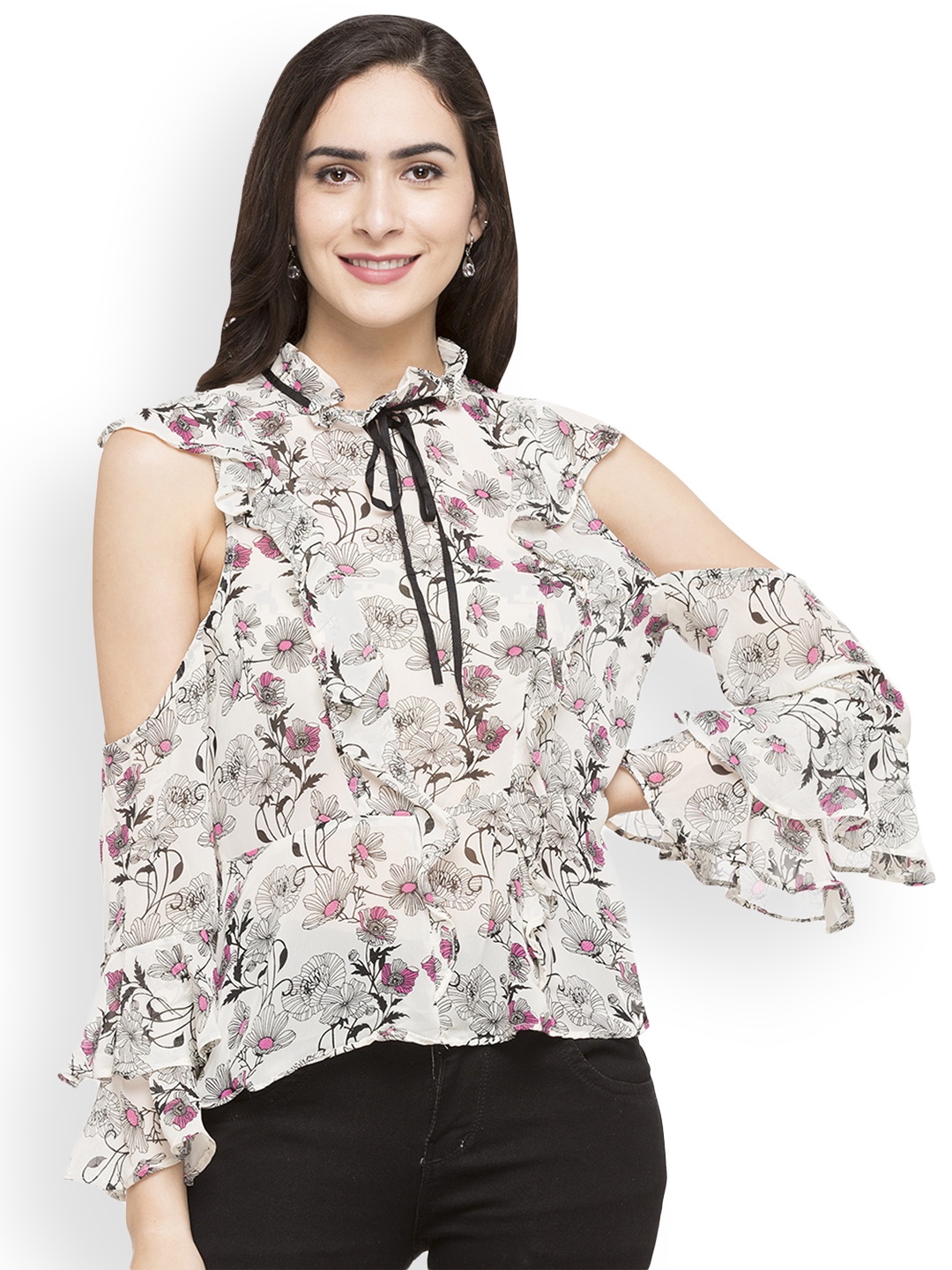 

Globus Women Cream-Coloured Printed A-Line Top