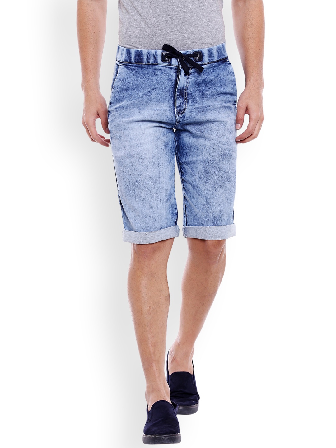 

ROADIES BY BEEVEE Men Blue Washed Regular Fit Denim Shorts