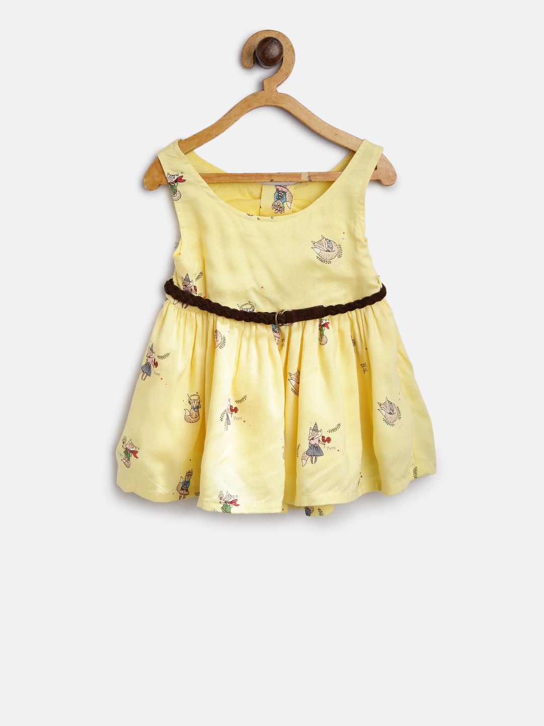 

Palm Tree Girls Yellow Printed Fit and Flare Dress