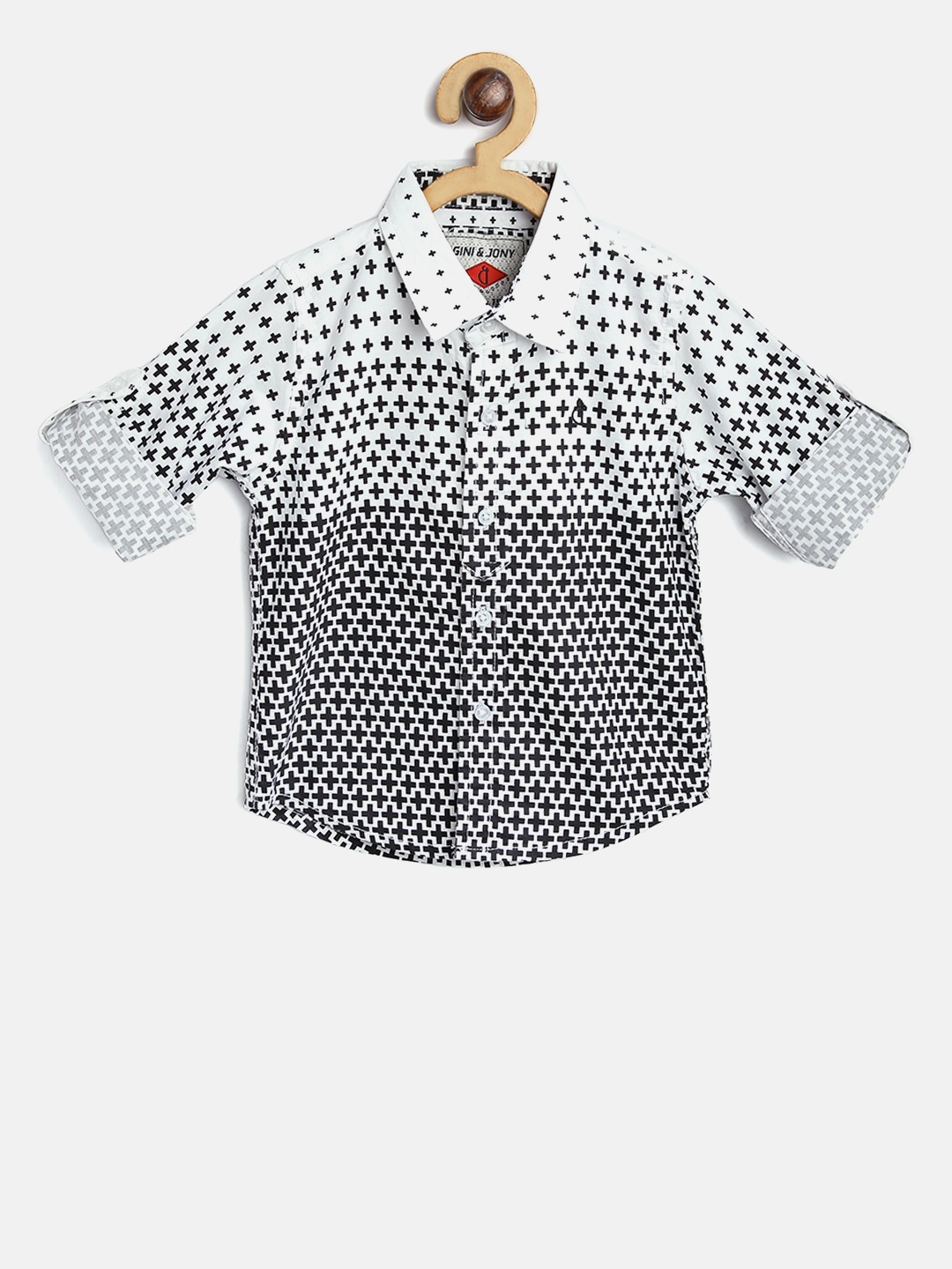 

Gini and Jony Boys White & Black Regular Fit Printed Casual Shirt