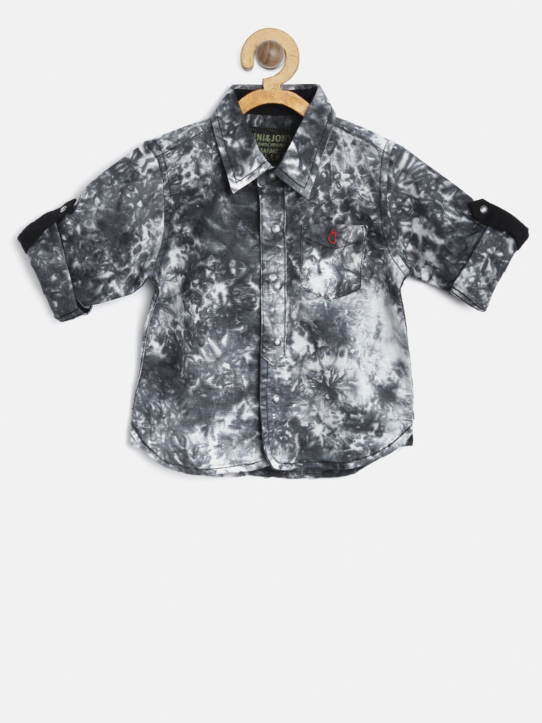 

Gini and Jony Boys Black & Off-White Regular Fit Dyed Casual Shirt