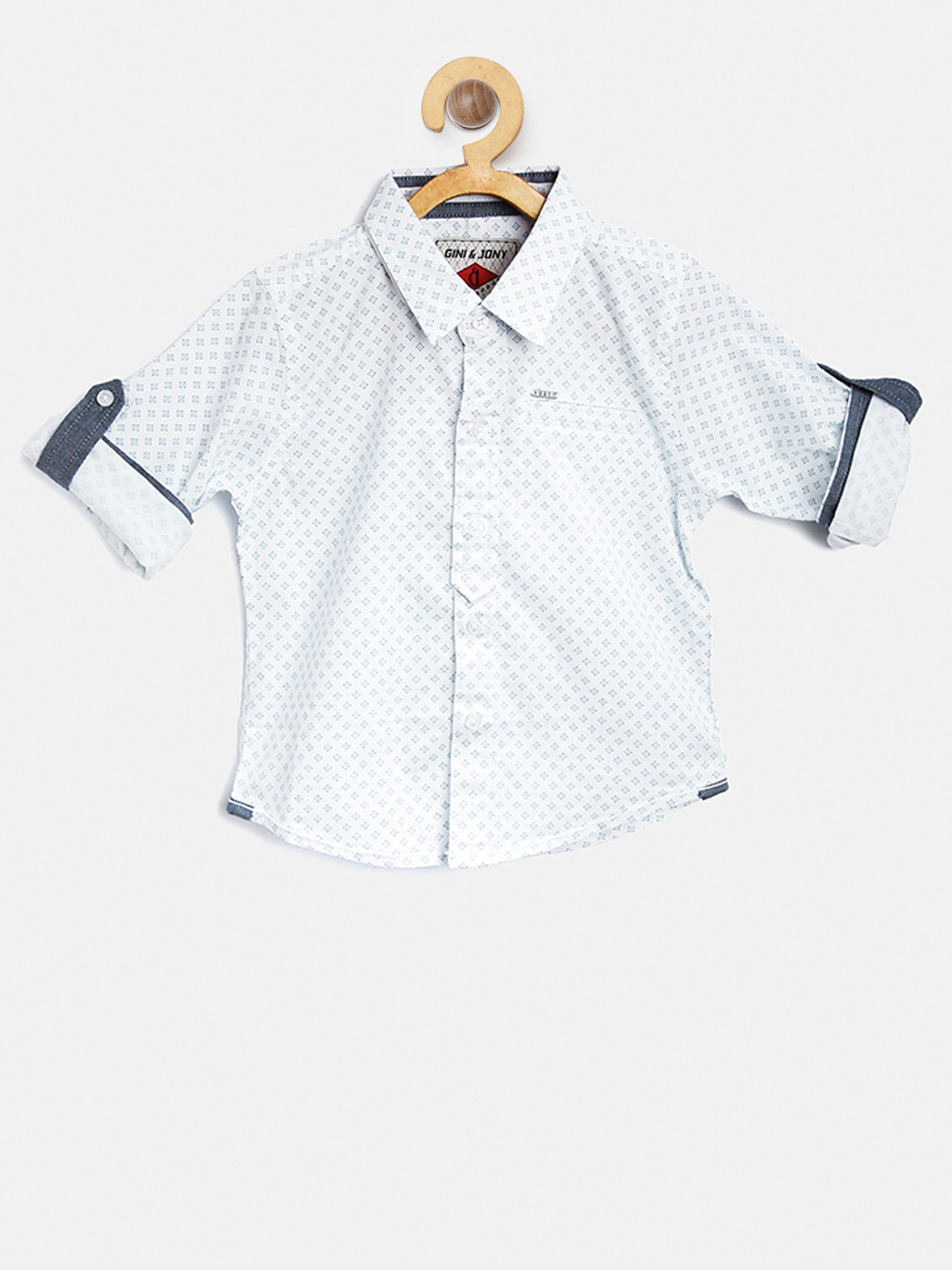 

Gini and Jony Boys White & Blue Regular Fit Printed Casual Shirt