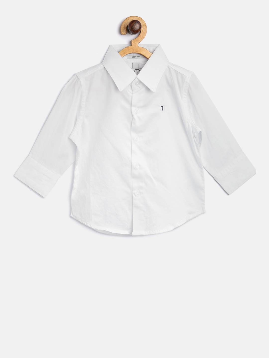 

Palm Tree Boys White Slim Fit Solid Casual Shirt