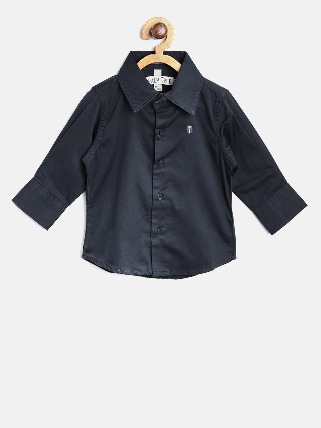 

Palm Tree Boys Navy Blue Slim Fit Solid Casual Shirt