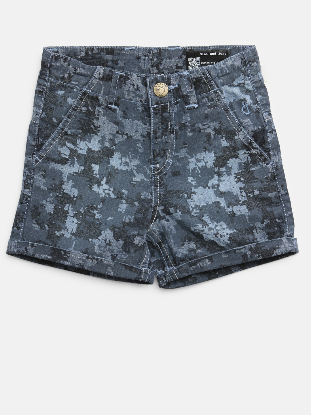 

Gini and Jony Boys Grey Printed Regular Fit Regular Shorts