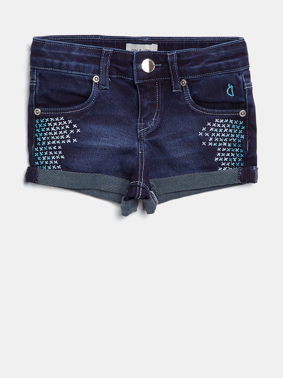 

Gini and Jony Girls Navy Washed Denim Shorts, Navy blue