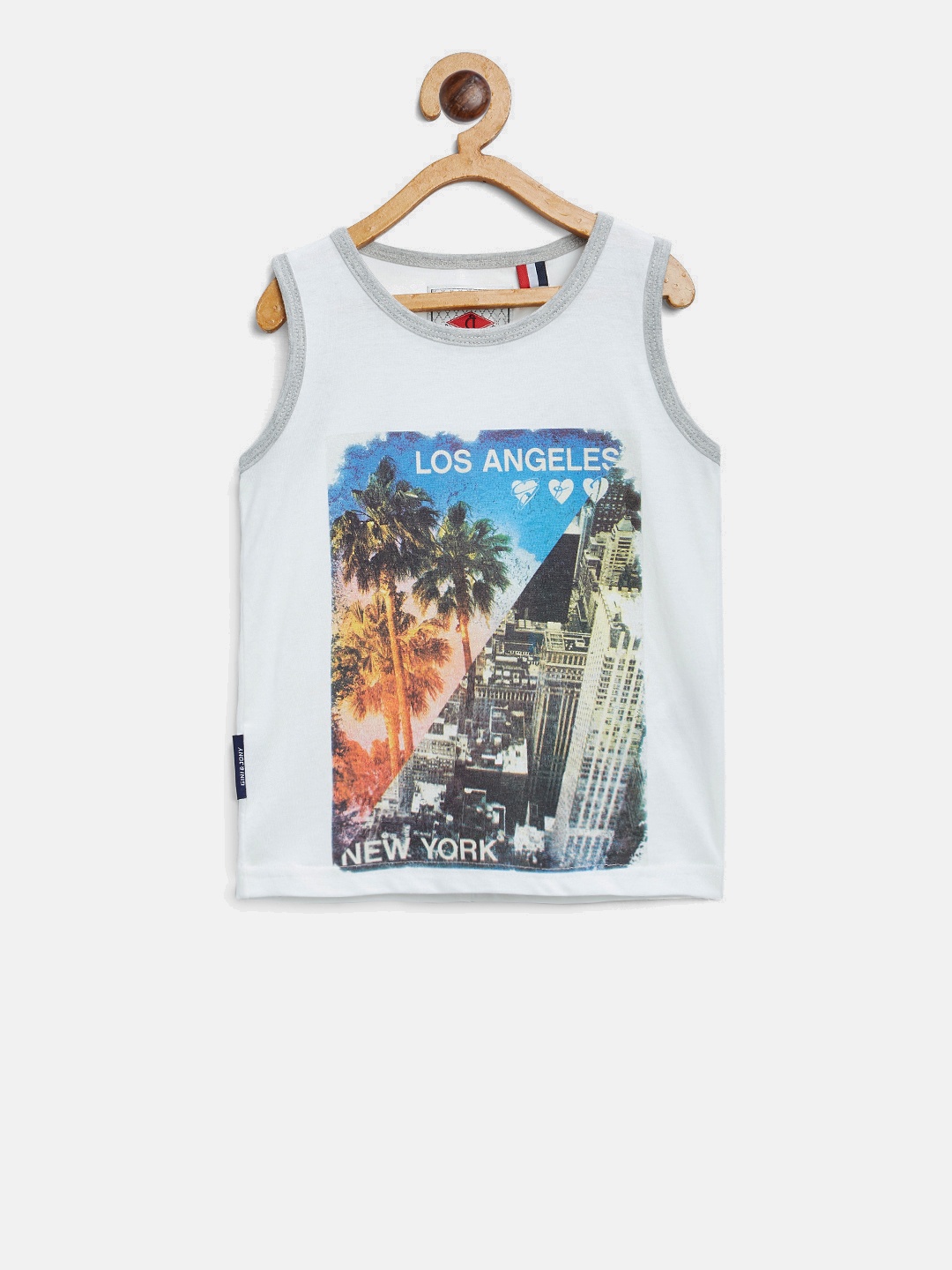 

Gini and Jony Boys White Printed Sleeveless Round Neck T-shirt