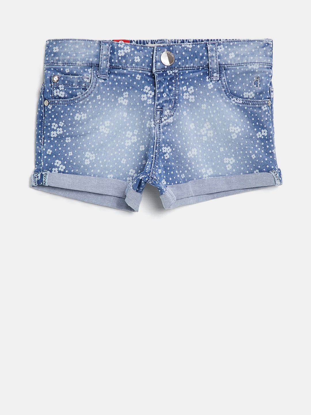 

Gini and Jony Girls Blue Printed Denim Shorts