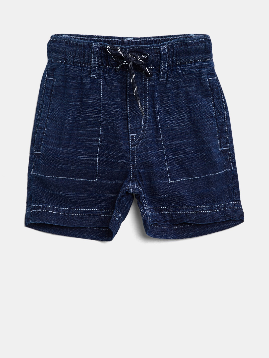 

Gini and Jony Boys Blue Striped Campus Fit Denim Shorts