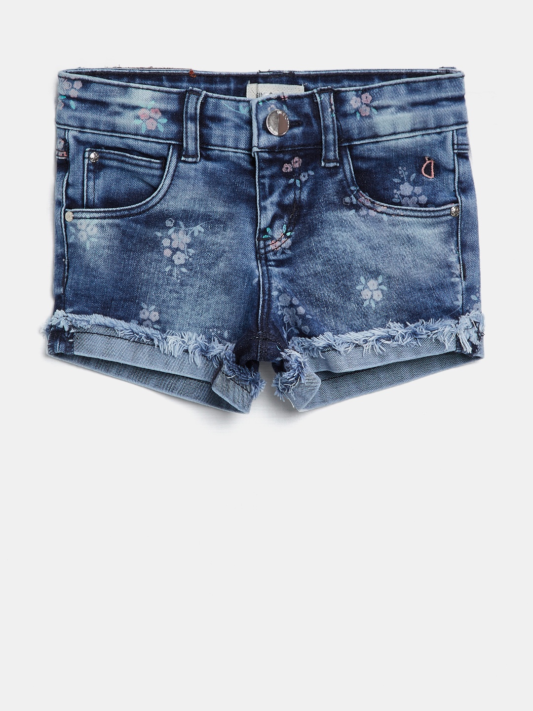 

Gini and Jony Girls Navy Printed Denim Shorts, Navy blue