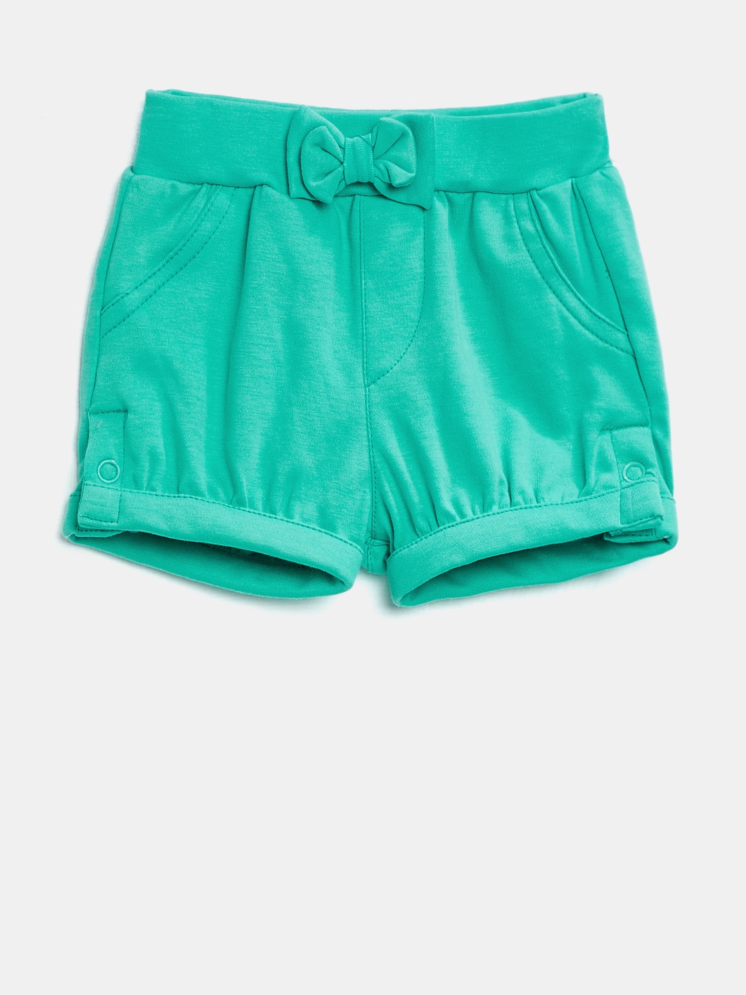 

Gini and Jony Girls Sea Green Solid Regular Shorts