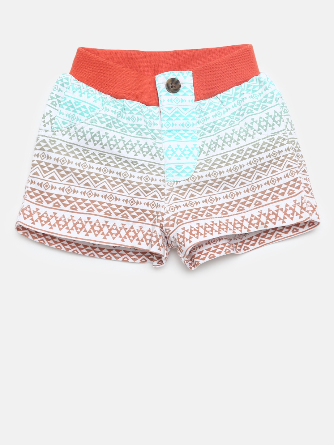 

Gini and Jony Girls White & Brown Printed Regular Fit Shorts