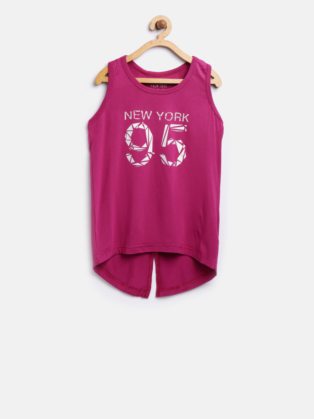 

Palm Tree Girls Magenta Printed Tank Top