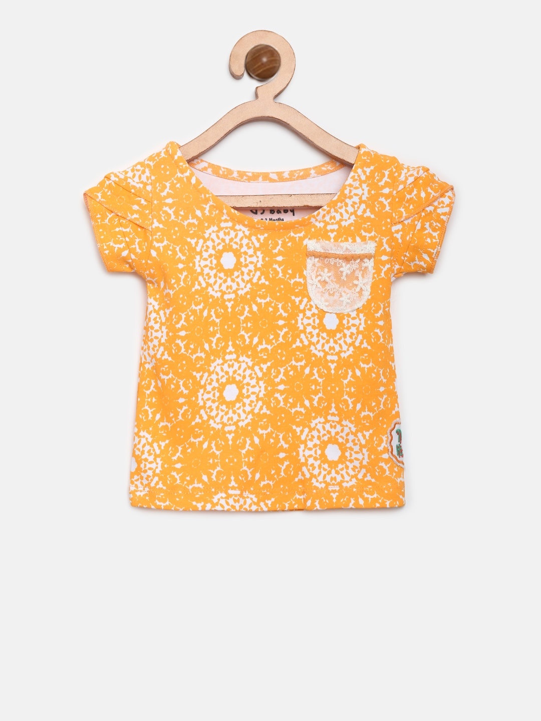 

Gini and Jony Girls Orange Printed Pure Cotton Top