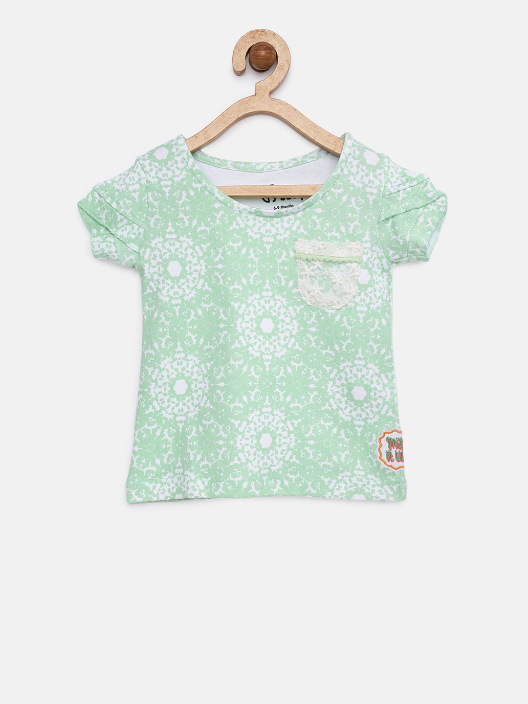 

Gini and Jony Girls Green Printed Top