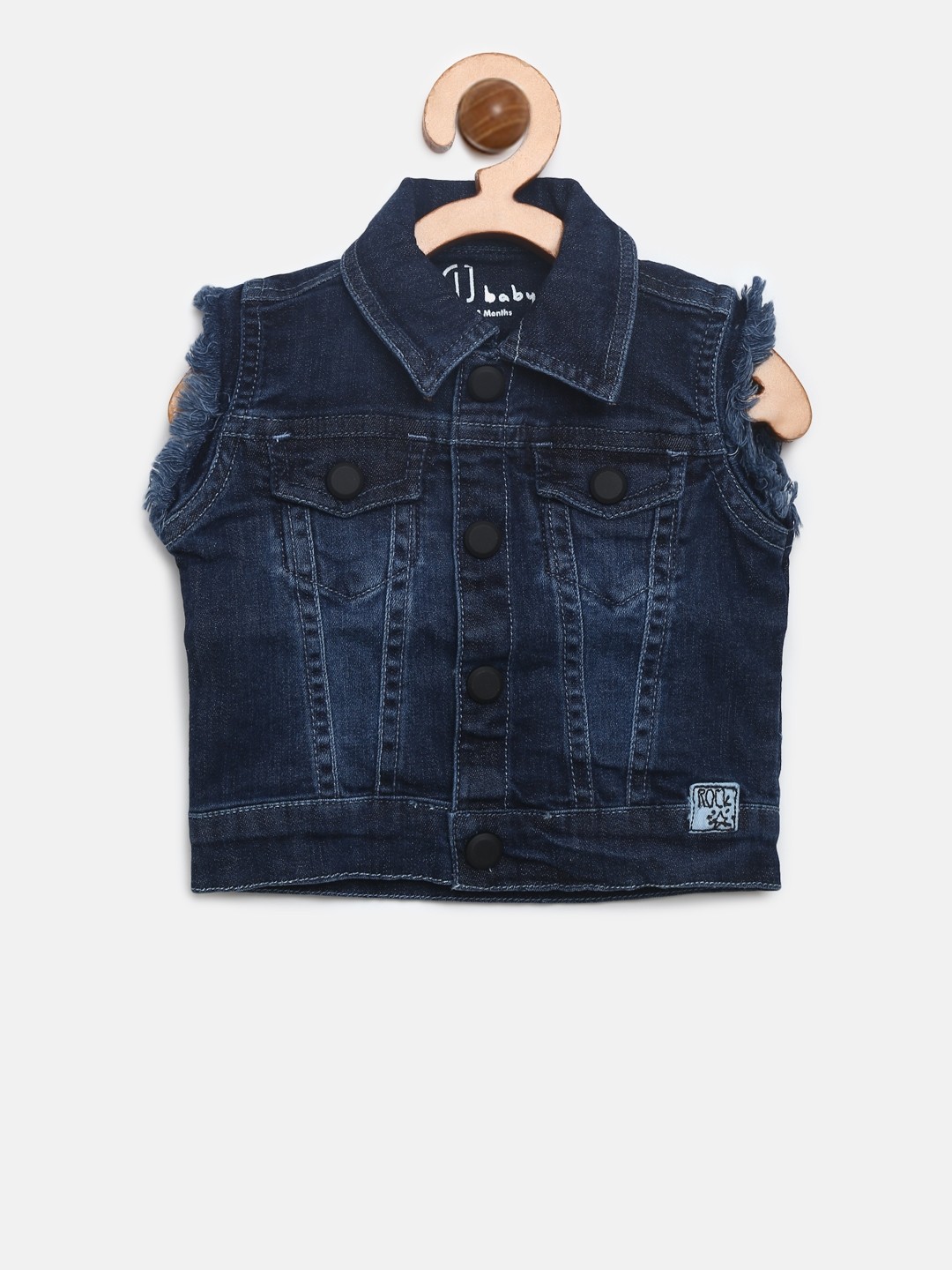 

Gini and Jony Boys Navy Solid Sleeveless Denim Jacket, Navy blue