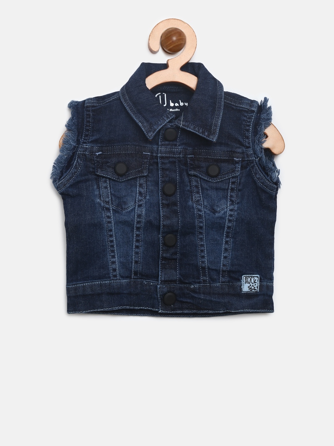 

Gini and Jony Boys Navy Solid Sleeveless Denim Jacket, Navy blue