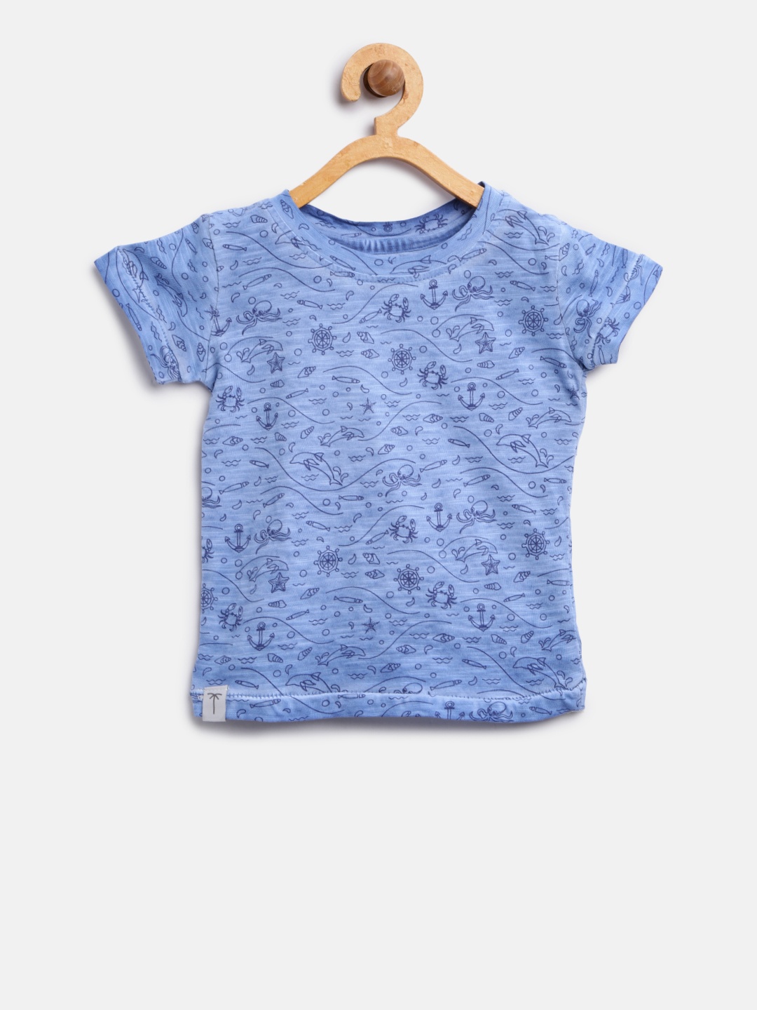 

Palm Tree Boys Blue Printed Round Neck Pure Cotton T-shirt