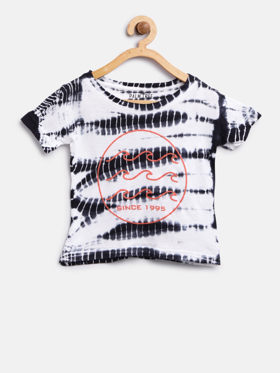 

Palm Tree Boys White Charcoal Grey Dyed Round Neck Pure Cotton T-shirt