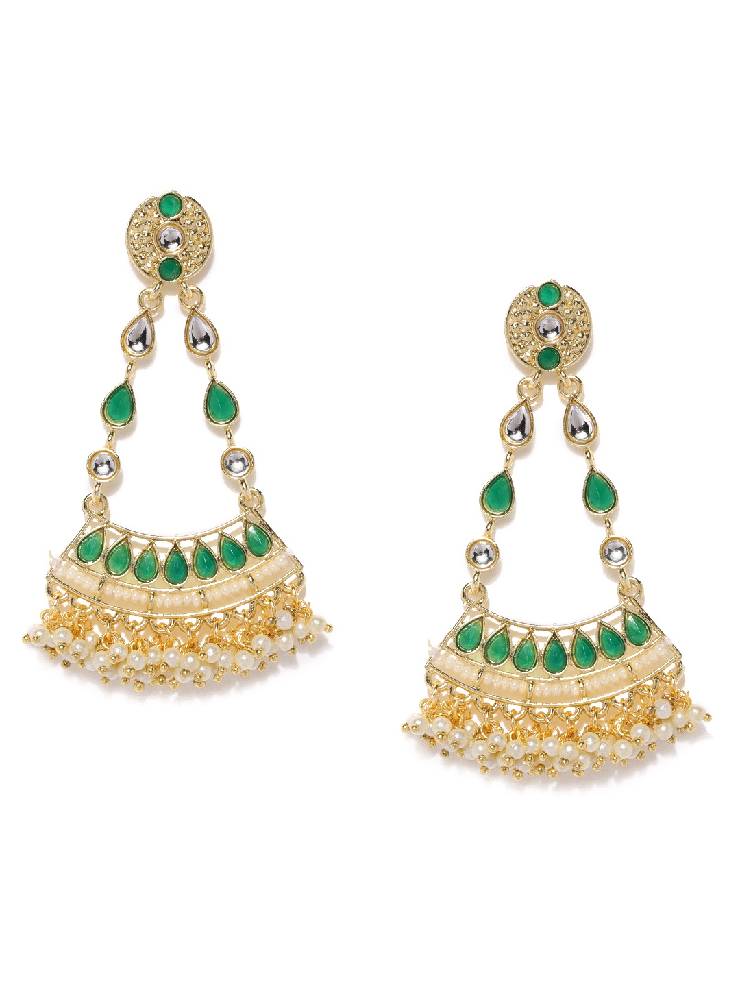 

Fida Green & Gold-Toned Triangular Chandbalis