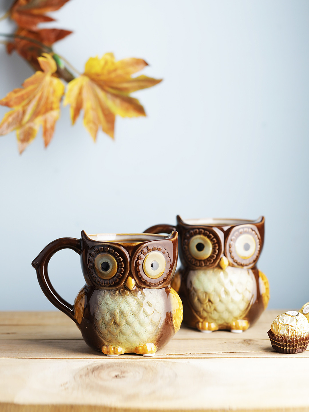 

OddCroft Coffee Brown Set of 2 Textured Handcrafted Ceramic Cups