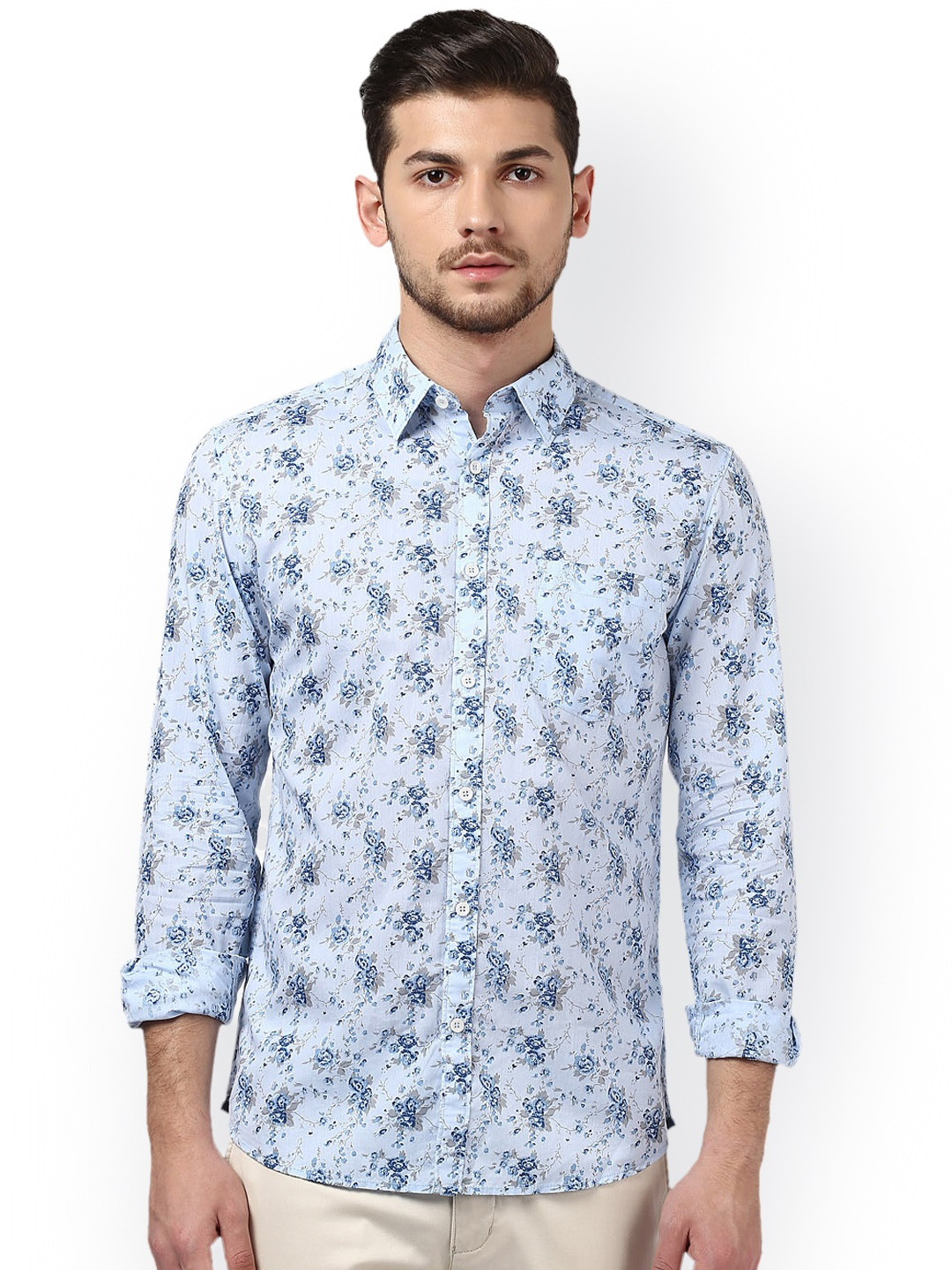 

Parx Men Blue Slim Fit Printed Casual Shirt