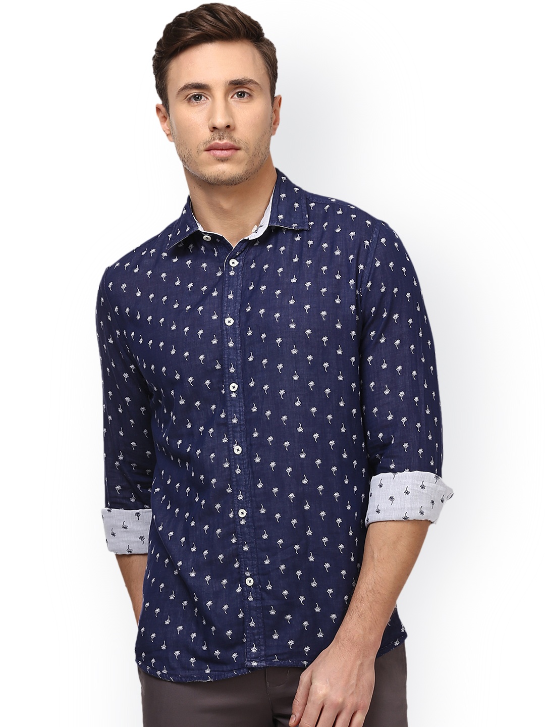 

Parx Men Blue Slim Fit Printed Casual Shirt