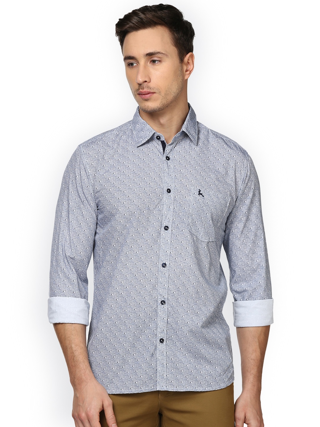 

Parx Men Blue & White Slim Fit Printed Casual Shirt