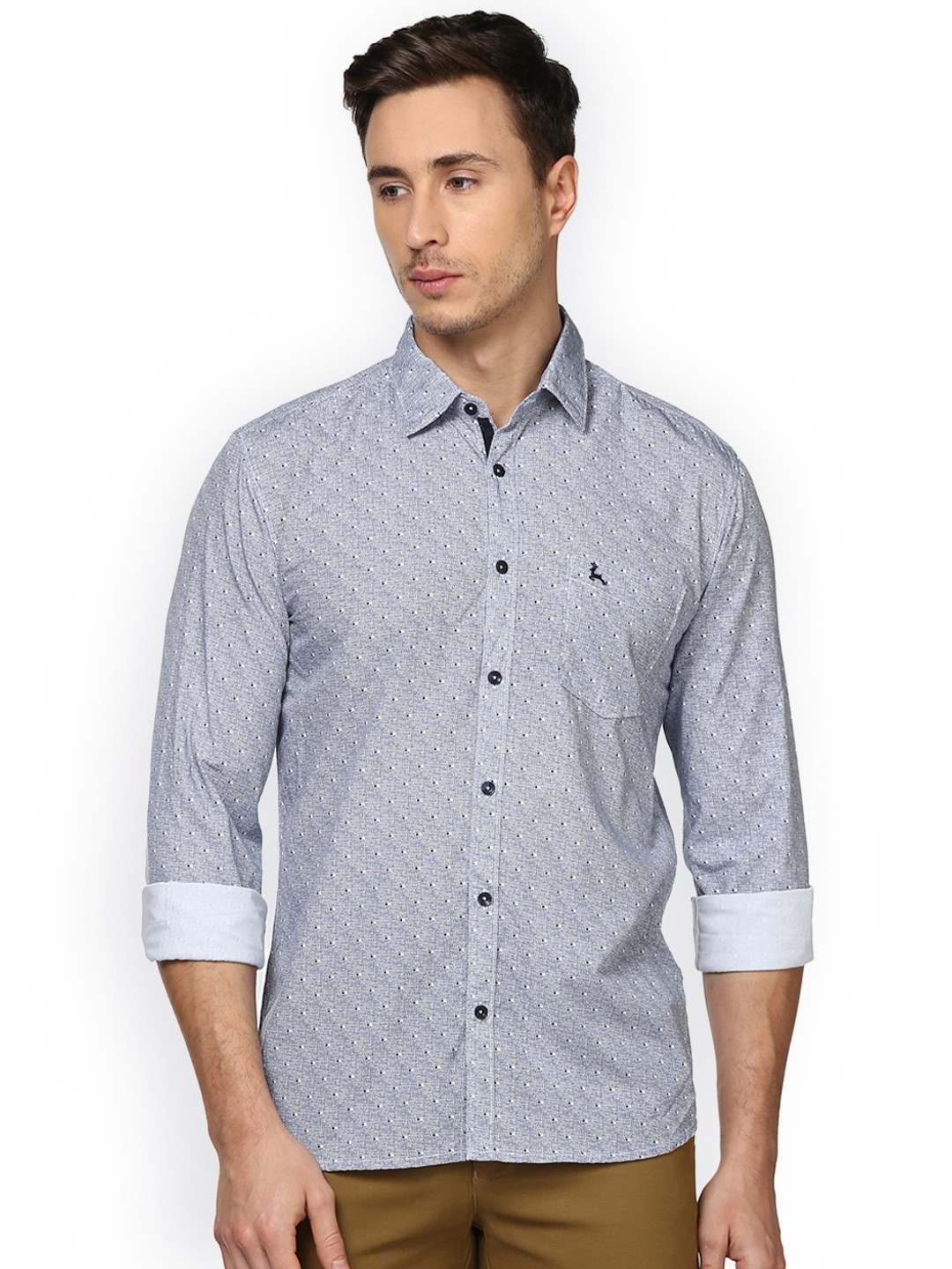 

Parx Men Blue & White Slim Fit Printed Casual Shirt