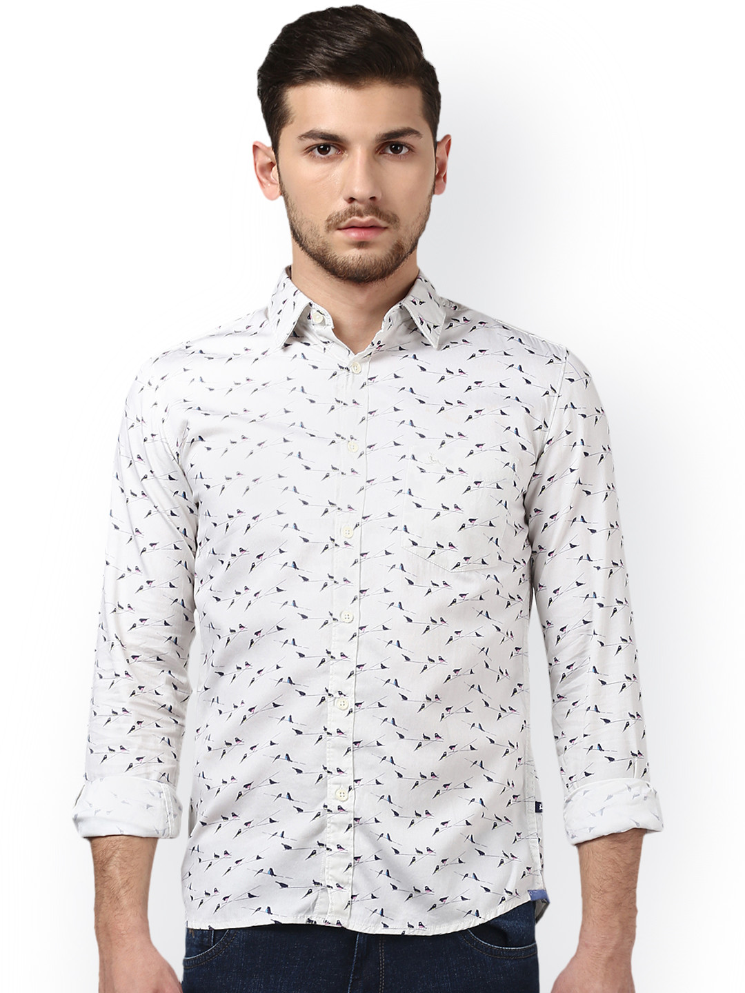 

Parx Men White Slim Fit Printed Casual Shirt