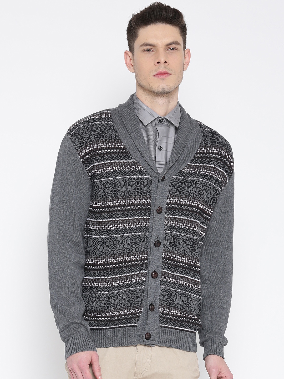 

Wills Lifestyle Men Grey Cardigan