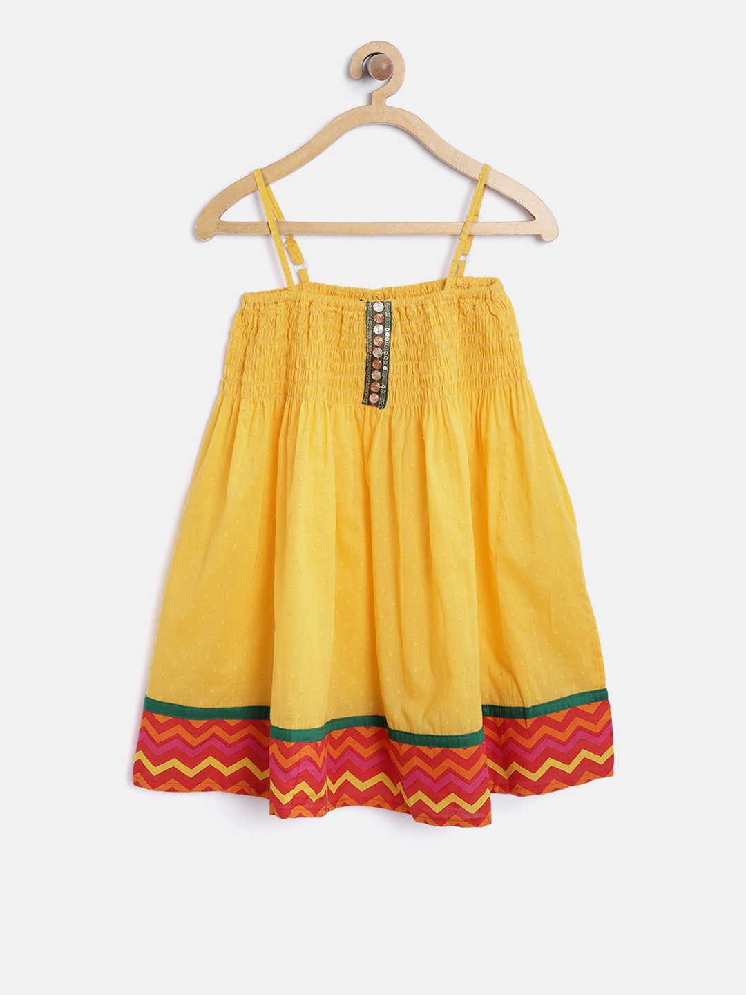 

Twisha Girls Yellow Self Design A-Line Dress