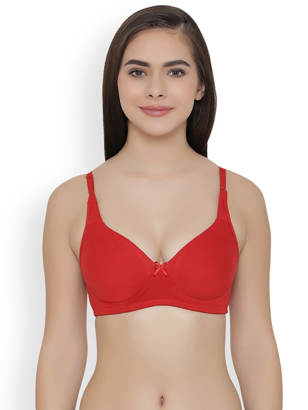 

Clovia Red Solid Non-Wired Non Padded T-shirt Bra BR0636X04