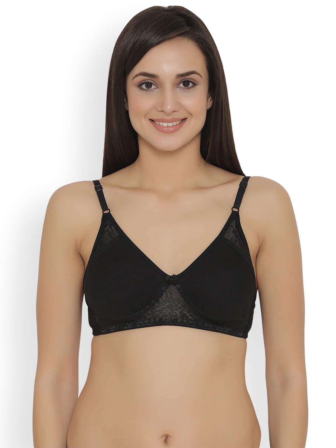 

Clovia Black Solid Non-Wired Non Padded T-shirt Bra BR1244X13