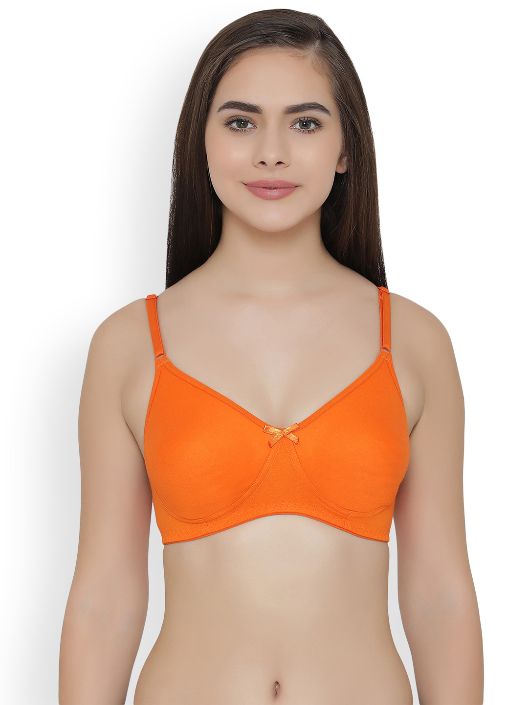 

Clovia Orange Solid Non-Wired Non Padded T-shirt Bra BR1148X16