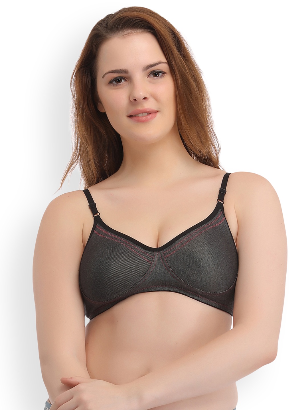 

Clovia Black Solid Non-Wired Non Padded T-shirt Bra BR0744X13