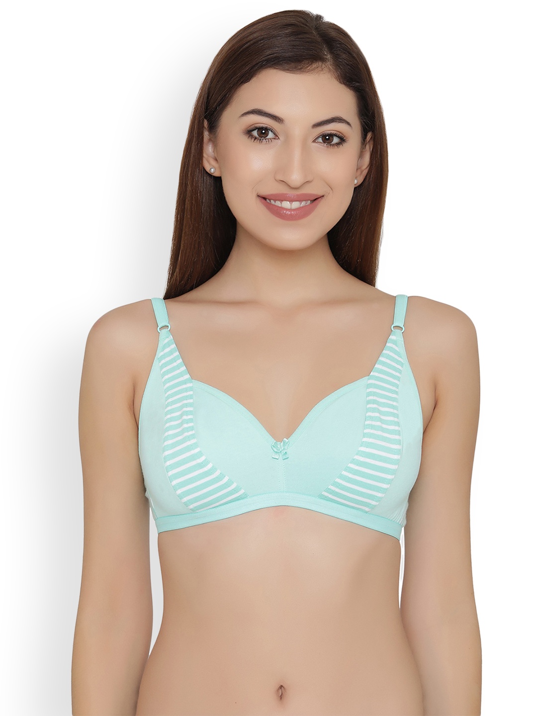 

Clovia Cotton Non-Padded Non-Wired Bra Demi Cup Bra, Sea green
