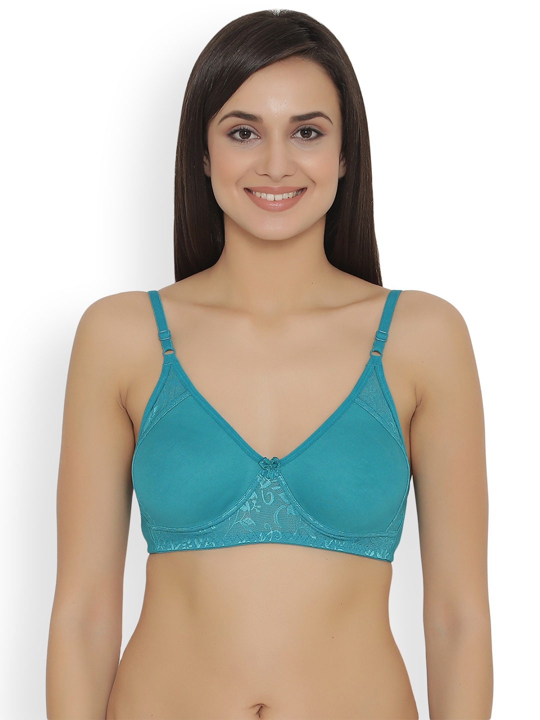 

Clovia Turquoise Blue Solid Non-Wired Non Padded T-shirt Bra BR1244X17