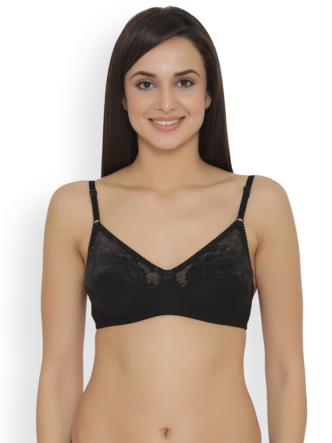 

Clovia Black Solid Non-Wired Non Padded T-shirt Bra BR1103X13